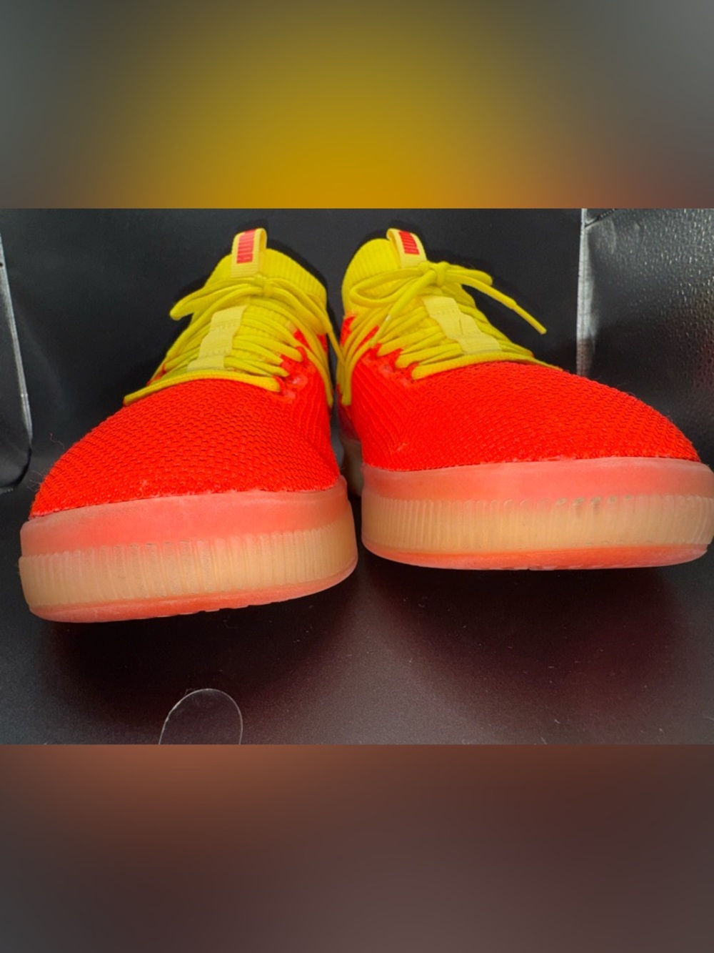 Puma Clyde Court Neon Orange Sneakers Men’s 10 Women’s 11.5 Glow Sole High Top - Picture 16 of 17